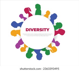 Population and society with diverse people. Communication crowd of families and multiethnic people and of diverse culture, Sociology, Crowding and density of people. Silhouette profile