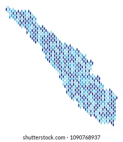 Population Sumatra Island map. Demography vector mosaic of Sumatra Island map organized of men elements. Abstract social scheme of national community cartography. Demographic map in blue color tones.