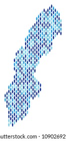 Population Sweden map. Demography vector concept of Sweden map created of crowd items. Abstract social plan of national group cartography. Demographic map in blue color tints.