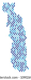 Population Togo map. Demography vector mosaic of Togo map organized of men elements. Abstract social representation of nation public cartography. Demographic map in blue color tinges.