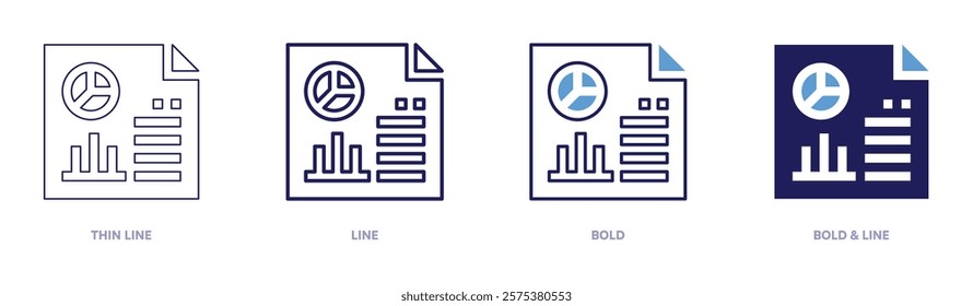 Population trend icon in 4 different styles. Thin Line, Line, Bold, and Bold Line. Duotone style. Editable stroke.