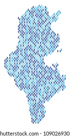 Population Tunisia map. Demography vector pattern of Tunisia map done of men elements. Abstract social representation of national group cartography. Demographic map in blue color tints.
