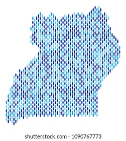 Population Uganda map. Demography vector abstraction of Uganda map composed of people items. Abstract social representation of national audience cartography. Demographic map in blue color tints.