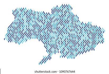 Population Ukraine map. Demography vector pattern of Ukraine map constructed of people elements. Abstract social representation of national mass cartography. Demographic map in blue color tones.