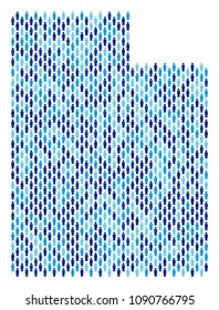 Population Utah State map. Demography vector mosaic of Utah State map designed of man elements. Abstract social scheme of national group cartography. Demographic map in blue color shades.