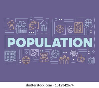 Population word concepts banner. Presentation, website. Planet overpopulation, demographic problem. Isolated lettering typography idea with linear icons. Vector outline illustration