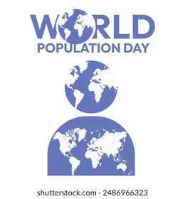 population, world population day blue color vector on white background.