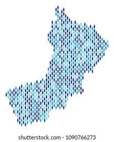 Population Yemen map. Demography vector collage of Yemen map combined of people items. Abstract social plan of nation audience cartography. Demographic map in blue color tints.