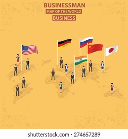 Population,Map of the world design on yellow background,clean vector