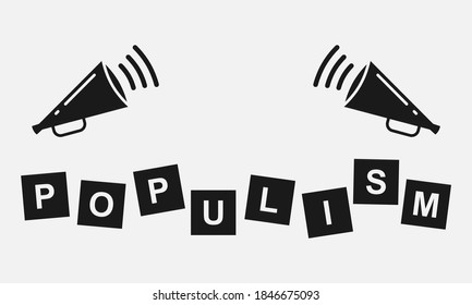 Populism concept black and white vector icon.