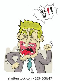 An populist politician man who is angry  cartoon. vector.