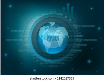 Populous Cryptocurrency Coin Global Binary Background