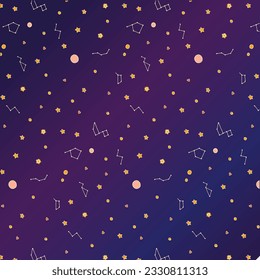 Pop-up banner. Stars and constellations. Space poster print for children textile. Vector illustration. Space background for kids activity book. 