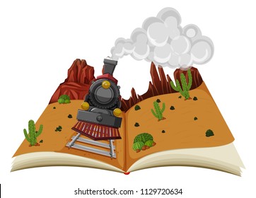 A Pop-up Book Desert Scene illustration