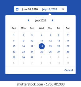 popup date picker components ui website concept vector eps 10