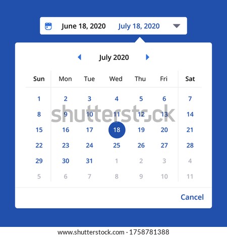 popup date picker components ui website concept vector eps 10