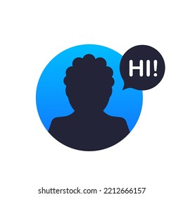 A pop-up greeting for a person in the form of "Hello". Vector illustration