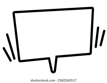 Pop-up hand-drawn  speech bubble. Outline.