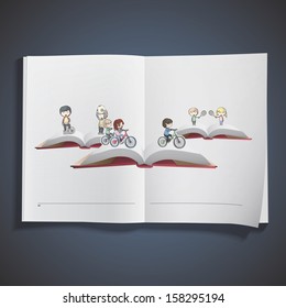 Popup printed on book. Vector design