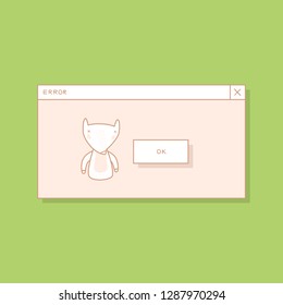 A Pop-up Screen with an Error Message. Hand Drawn Fox Style Vector Design Illustration