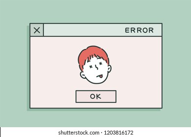 A pop-up screen that displays an error message. hand drawn style vector design illustrations.