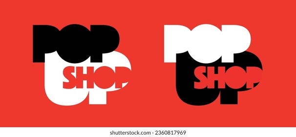 Pop-up shop sign on red background