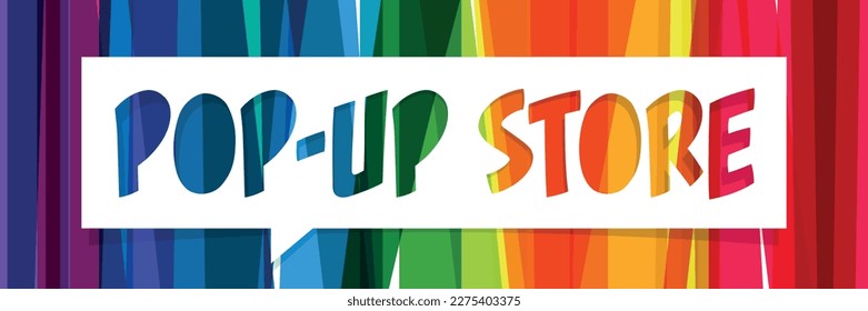 Pop-up store with colored bands