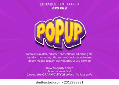 popup text effect, font editable, typography, 3d text 