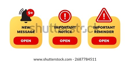 Pop-up window about reminders and warnings