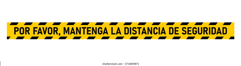 Por Favor, Mantenga La Distancia De Seguridad ("Please Keep Safe Distance" in Spanish) Social Distancing Floor Marking Stripe Icon. Vector Image.