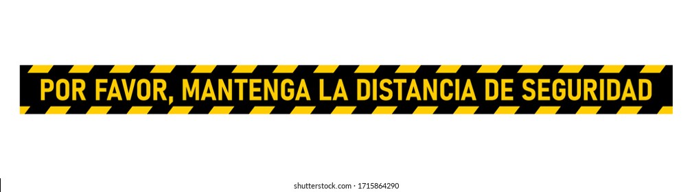 Por Favor, Mantenga La Distancia De Seguridad ("Please Keep Safe Distance" in Spanish) Social Distancing Floor Marking Stripe Icon. Vector Image.