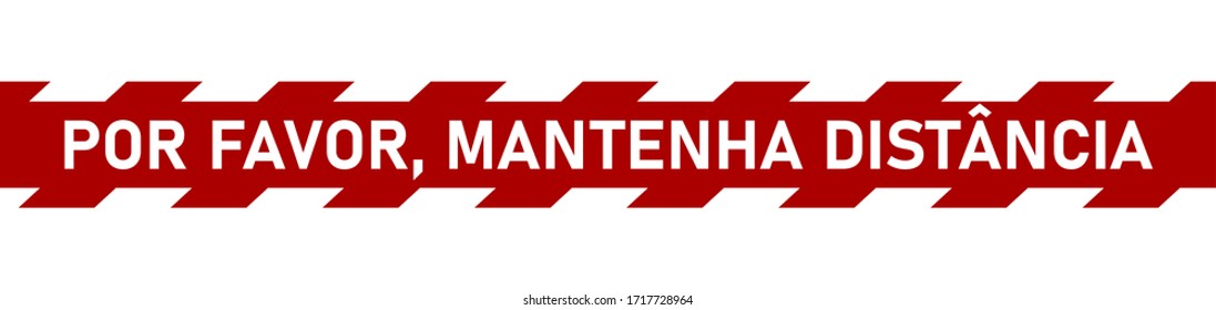 Por Favor, Mantenha Distância ("Please Keep Your Distance" in Portuguese) Floor Marking Stripe Social Distancing Instruction Icon. Vector Image.