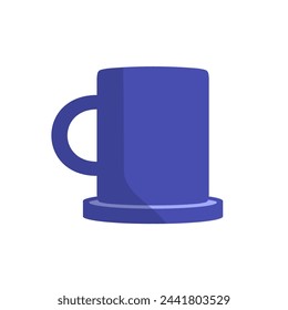 Porcelain blue mug. Mug of coffee. Vector illustration in a flat style.