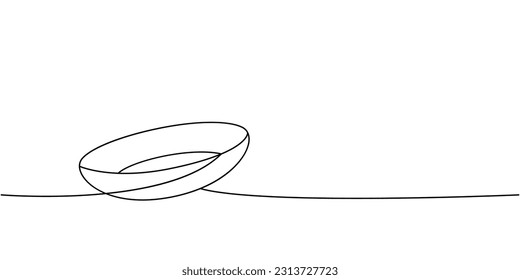 Porcelain ceramic plate one line continuous drawing. Kitchen tools continuous one line illustration. Vector minimalist linear illustration.