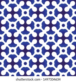 porcelain China pattern, Chinaware seamless decor, indigo wallpaper, Chinese ceramic background, blue and white pottery modern backdrop for design tile, texture, fabric, silk, vector illustration