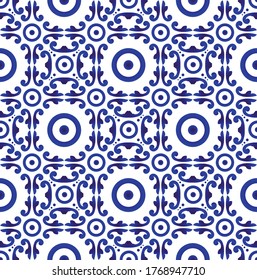 Porcelain China Pattern, Chinaware Seamless Decor, Indigo Wallpaper, Chinese Ceramic Background, Blue And White Pottery Modern Backdrop For Design Tile, Texture, Fabric, Silk, Vector Illustration