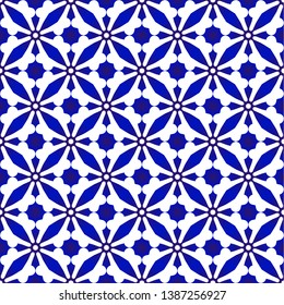 porcelain China pattern, Chinese ceramic background, blue and white pottery backdrop modern design, indigo wallpaper, Chinaware seamless decor vector illustration