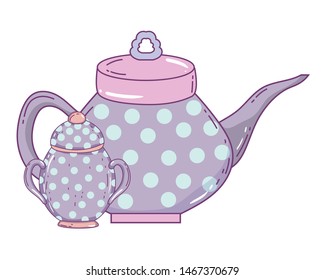 Porcelain coffee pot and sugar bowl vector design