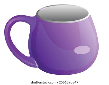 Porcelain cup purple shiny - vector full color picture. Mug, drinkware