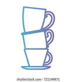 porcelain cup stack gradient color silhouette from blue to purple vector illustration