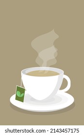 porcelain cup with tea hot drink tonic vector illustration