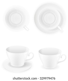 porcelain cup top view and a side vector illustration isolated on white background isolated on white background