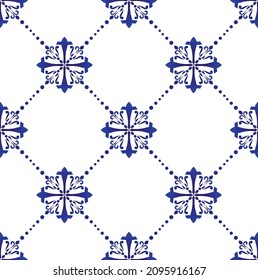 porcelain decorative pattern, Abstract floral wallpaper, baroque and damask style, seamless blue and white ceramic royal background for design texture, silk, floor and wall, vector illustration