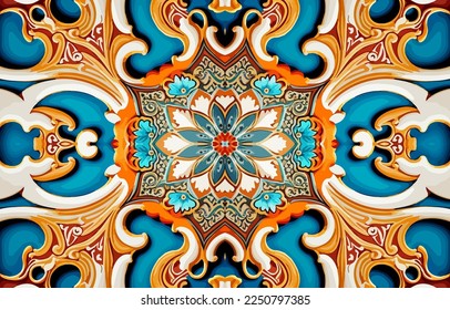 Porcelain flower fabric pattern. Abstract traditional folk antique porcelain floral graphic line. Texture textile vector illustration ornate elegant luxury style. Print design for background, utensils
