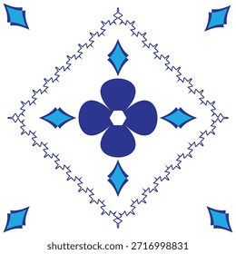 Vectores de patrón de flores de porcelana | Patrón transparente de azulejo de cerámica blanco y azul