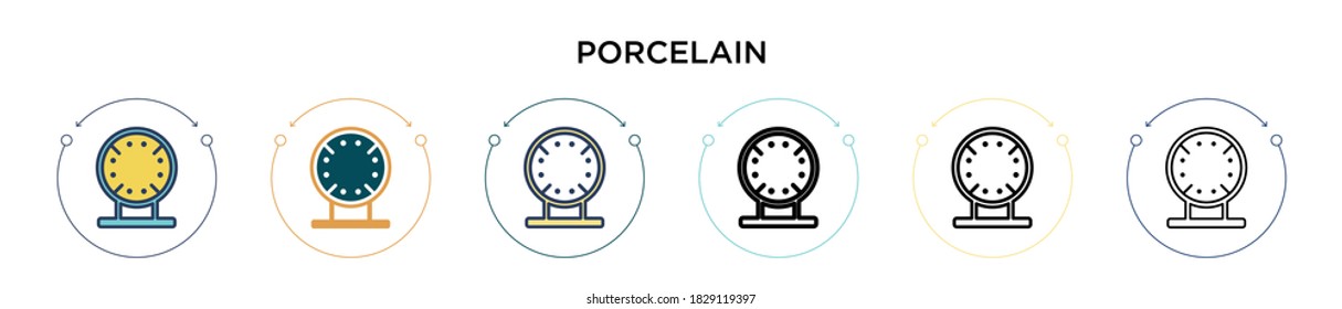 Porcelain icon in filled, thin line, outline and stroke style. Vector illustration of two colored and black porcelain vector icons designs can be used for mobile, ui, web