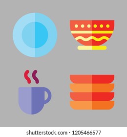 porcelain icon set. vector set about dish, coffee cup, bowl and dishes icons set.
