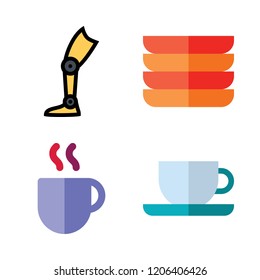 porcelain icon set. vector set about dishes, prothesis, tea cup and coffee cup icons set.