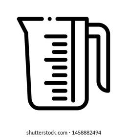 Porcelain Laundry Service Cup Vector Line Icon. Measuring Cup, Water Bowl Washing Clothes Linear Pictogram. Laundromat, Dry-Cleaning, Launderette, Stain Removal Contour Illustration
