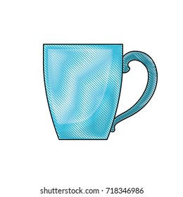 porcelain mug of coffee with handle colored crayon silhouette vector illustration